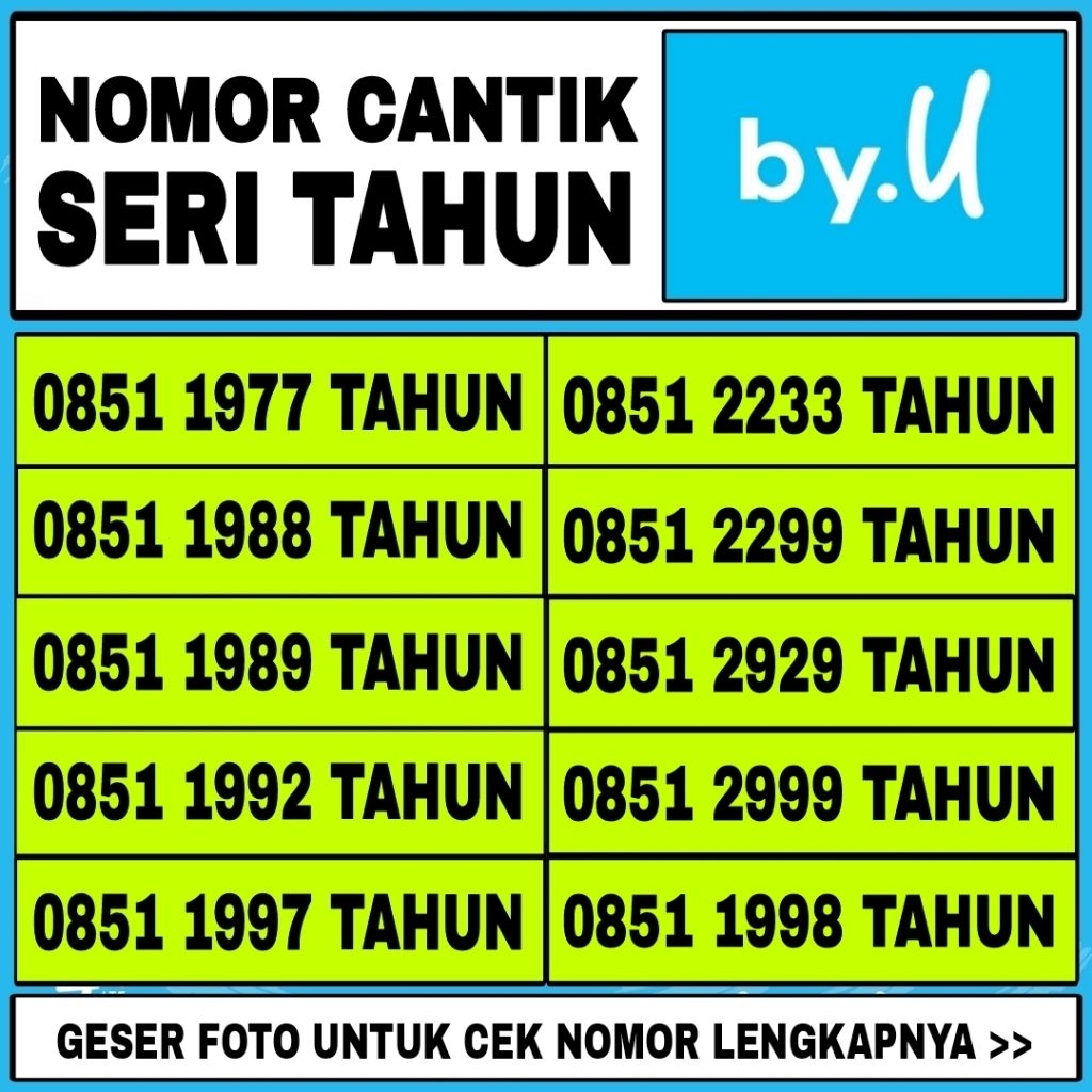 NOMOR CANTIK TELKOMSEL BY.U SERI TAHUN RAPIH SUPER terlaris