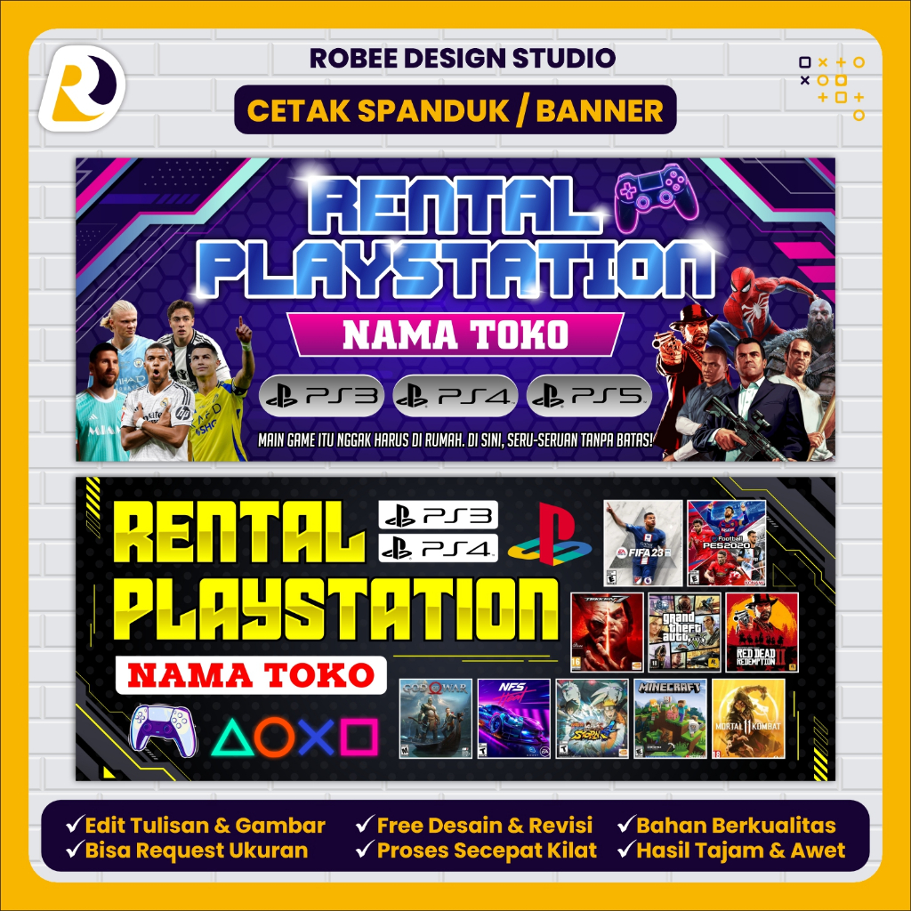 Spanduk Banner Rental PS / Rental Playstation