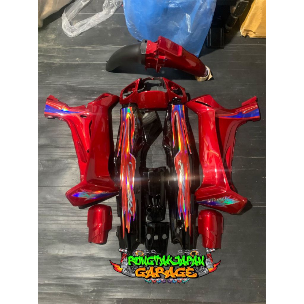 full set body halus fiz r f1zr merah maron hitam set striping api cover bodi fiz r f1zr maron hitam 