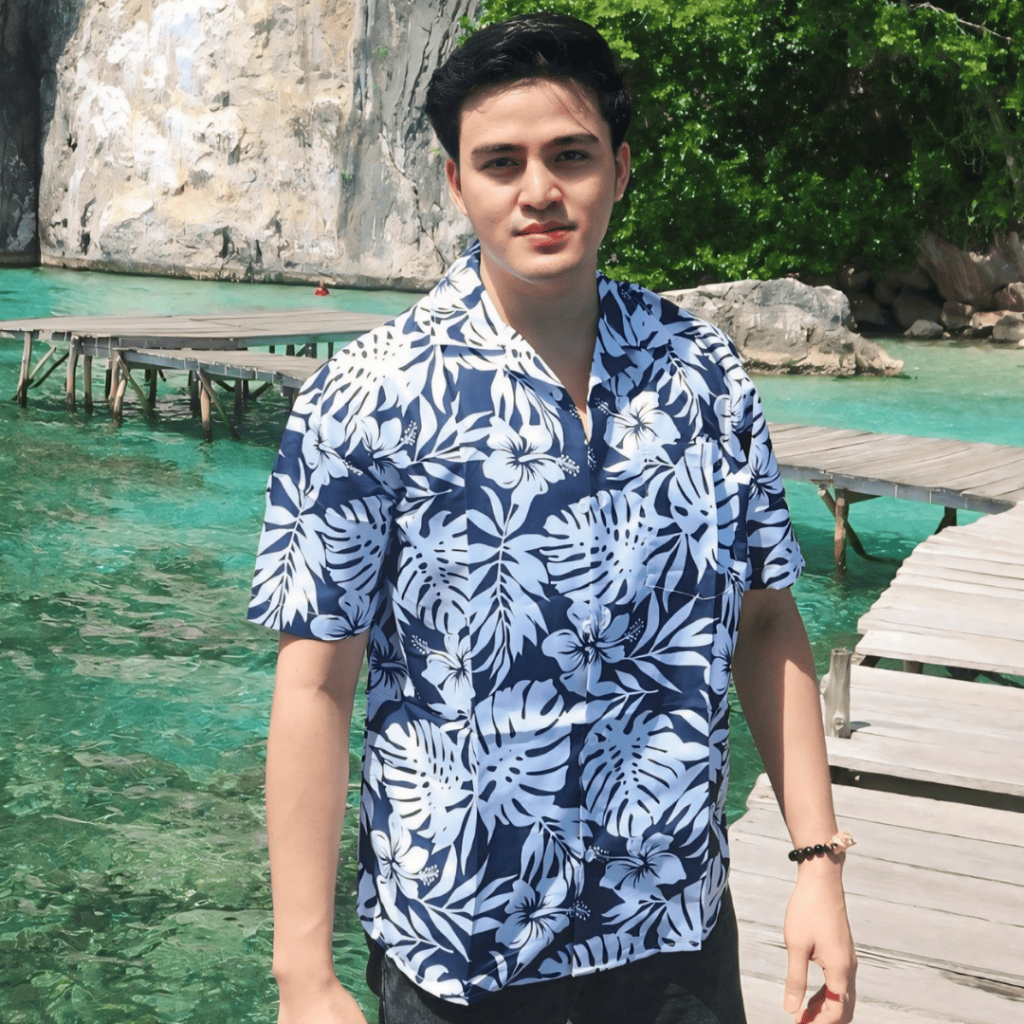 Dowear Baju Kemeja Motif Kekinian Cowok Cewek Bali Pantai Surfing Hawai Jumbo BUNGA SEPATU 015