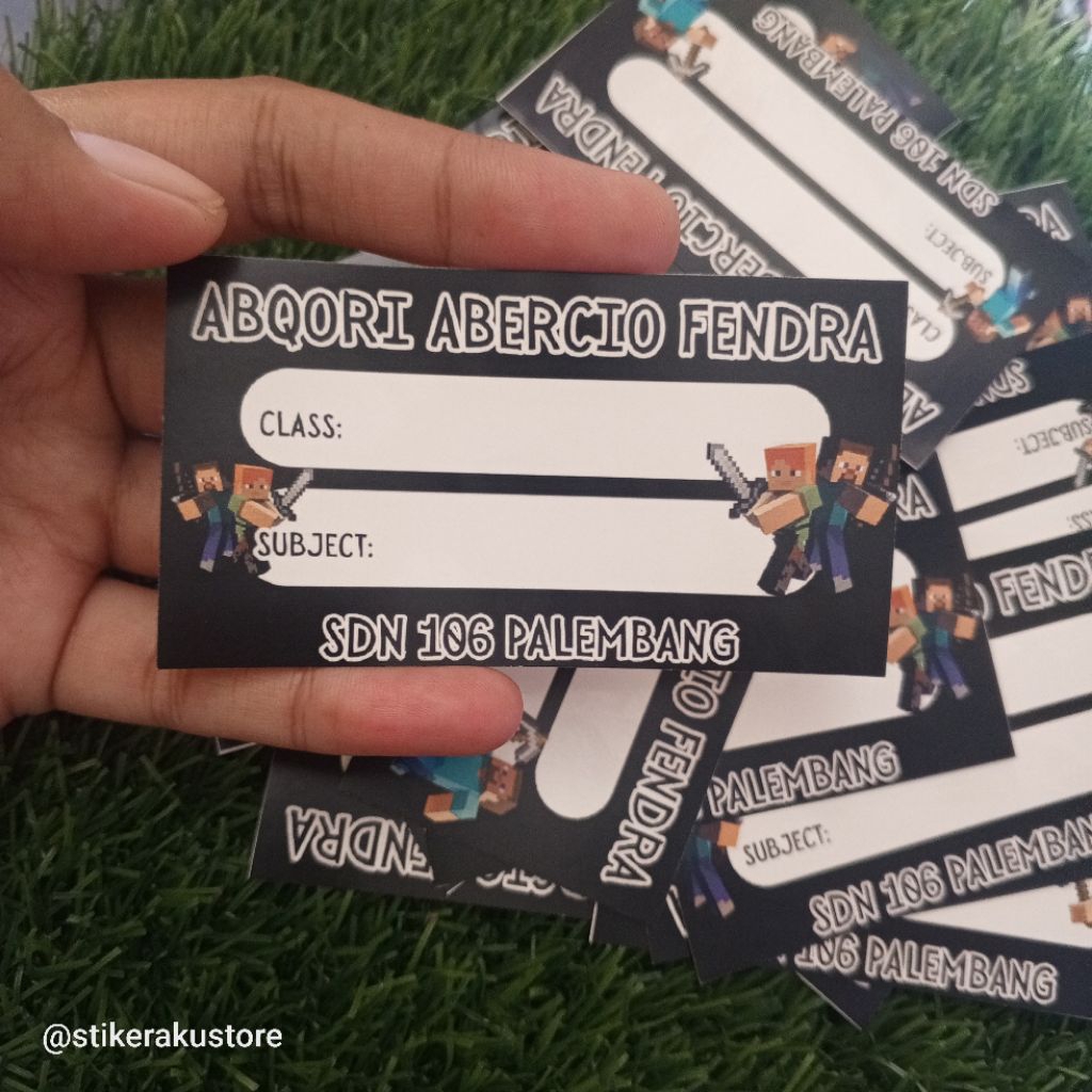 

Stiker Buku Sekolah Anak/Ukuran 9x5 cm Isi 25 pcs/ Tema Minicraft