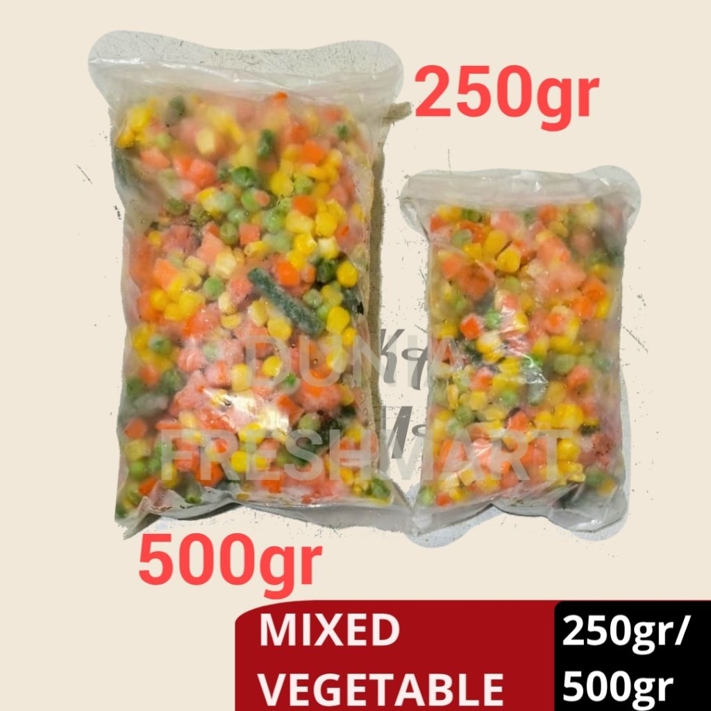 

MIX VEGETABLE 250GR/500GR MIX VEGETABLE MIX VEGE SAYURAN BEKU CAMPUR 4 SAYUR