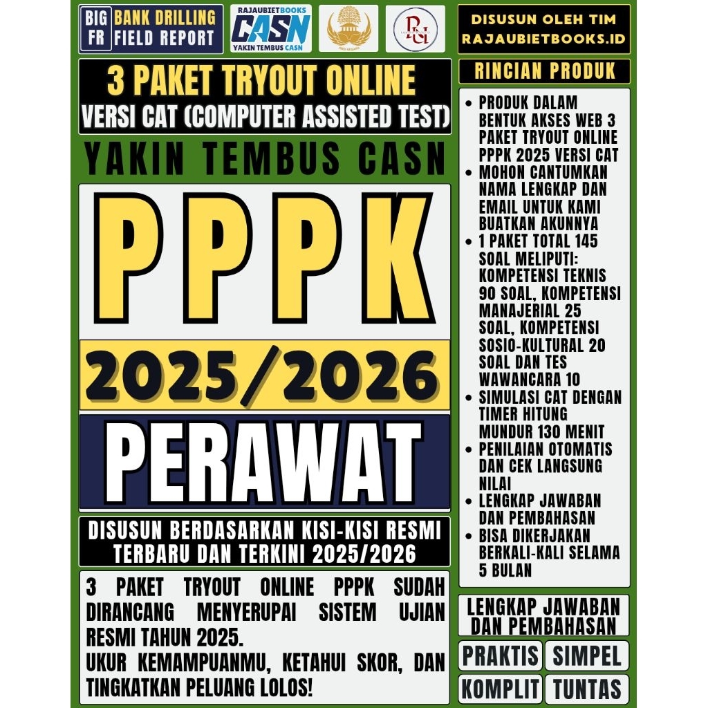 LATIHAN SOAL TRYOUT ONLINE PPPK PERAWAT DAN SIMULASI UJIAN RESMI PPPK PERAWAT 2025