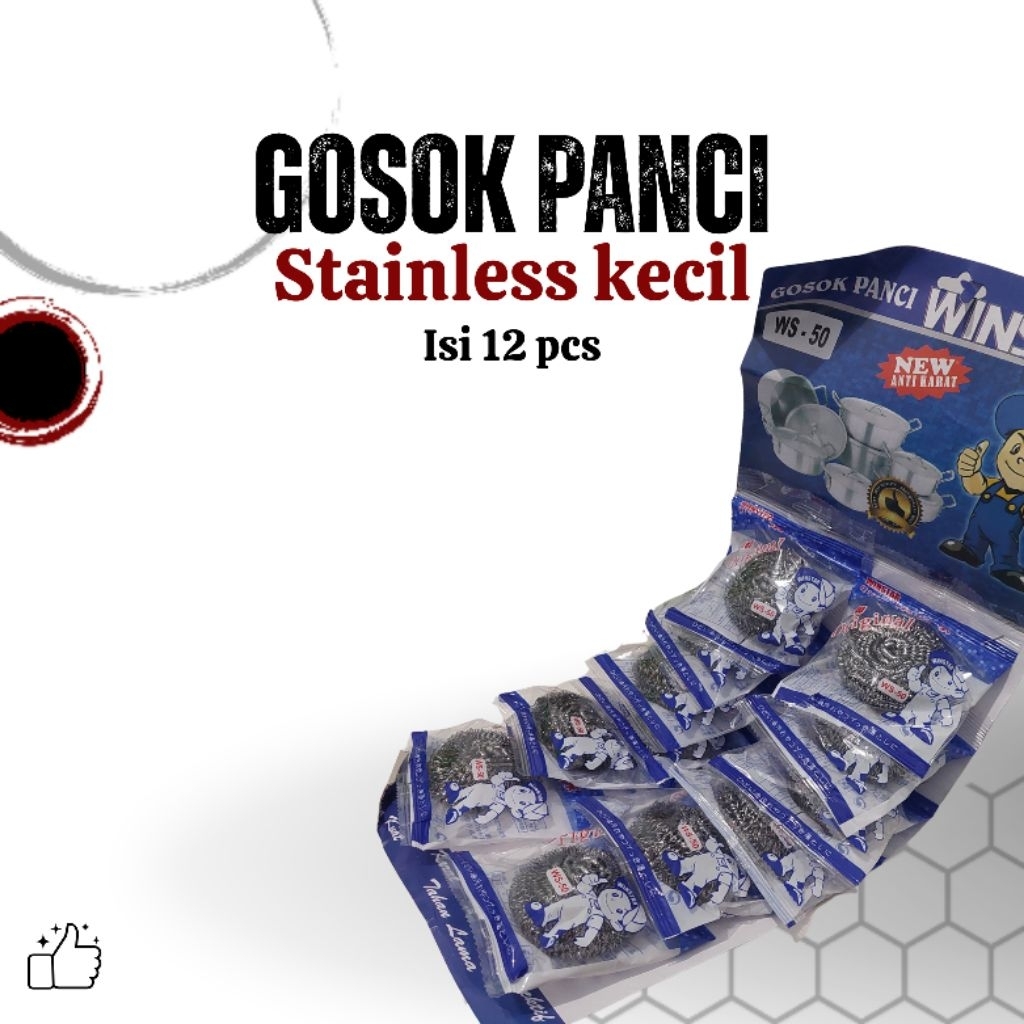 (1 renceng= 12 pcs) Gosok panci stainless - gosokan panci stainless kecil