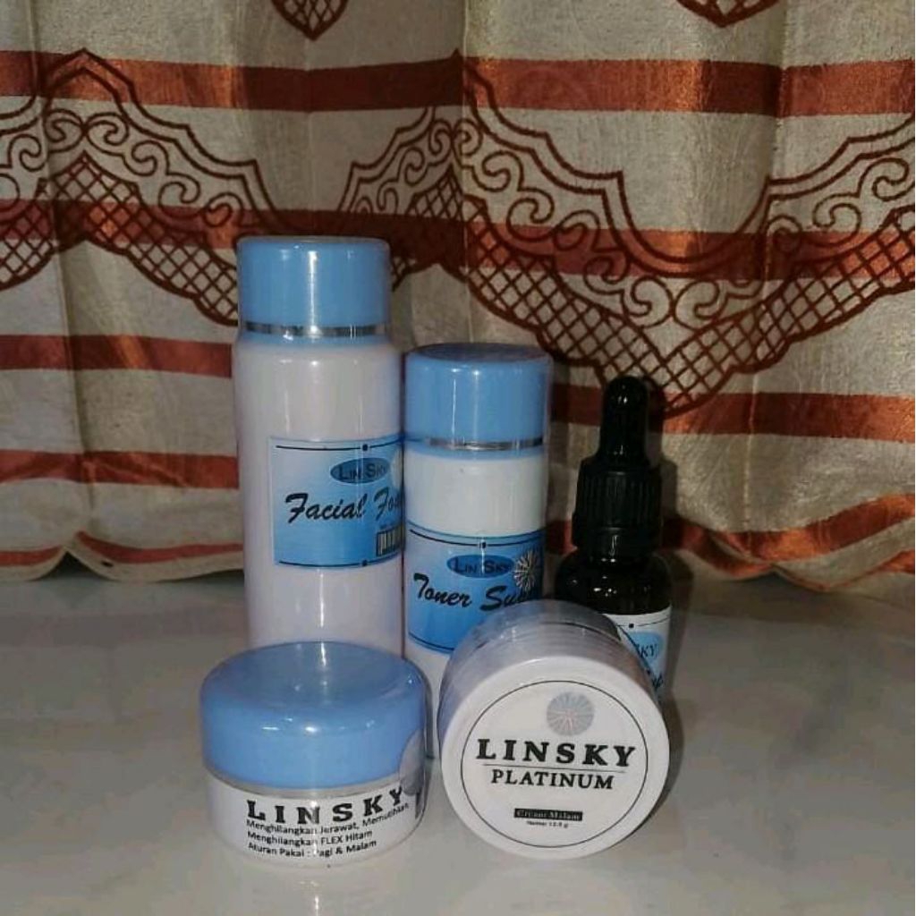 LINSKY CREAM LINSKY BIRU 1 Paket Lengkap 5in1 untuk Menghilangkan Flek Hitam di Wajah Facial Serum &