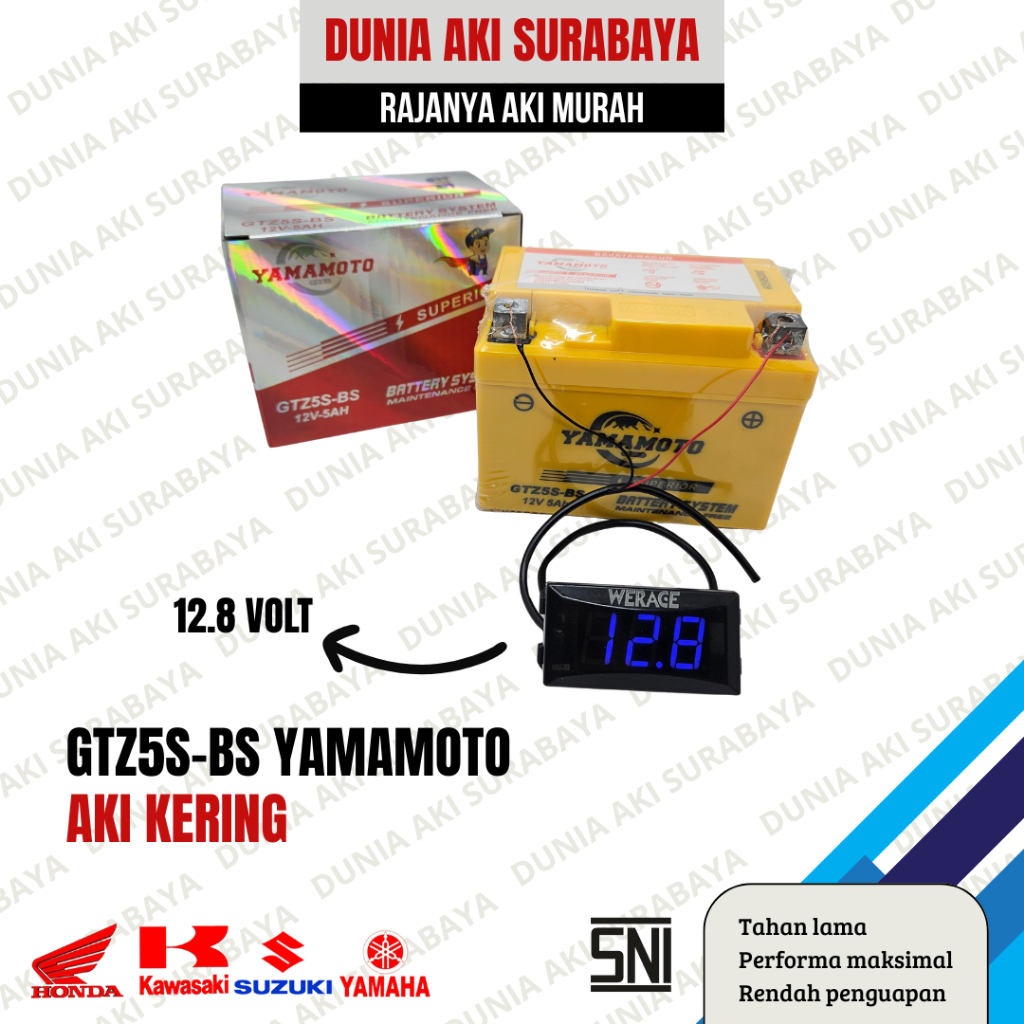 99AKI SCOOPY/MIO J/KARISMA/SUPRA MOTOR MATIC/BEBEK AKI FULL KERING GTZ5S-BS YAMAMOTO (Min10)