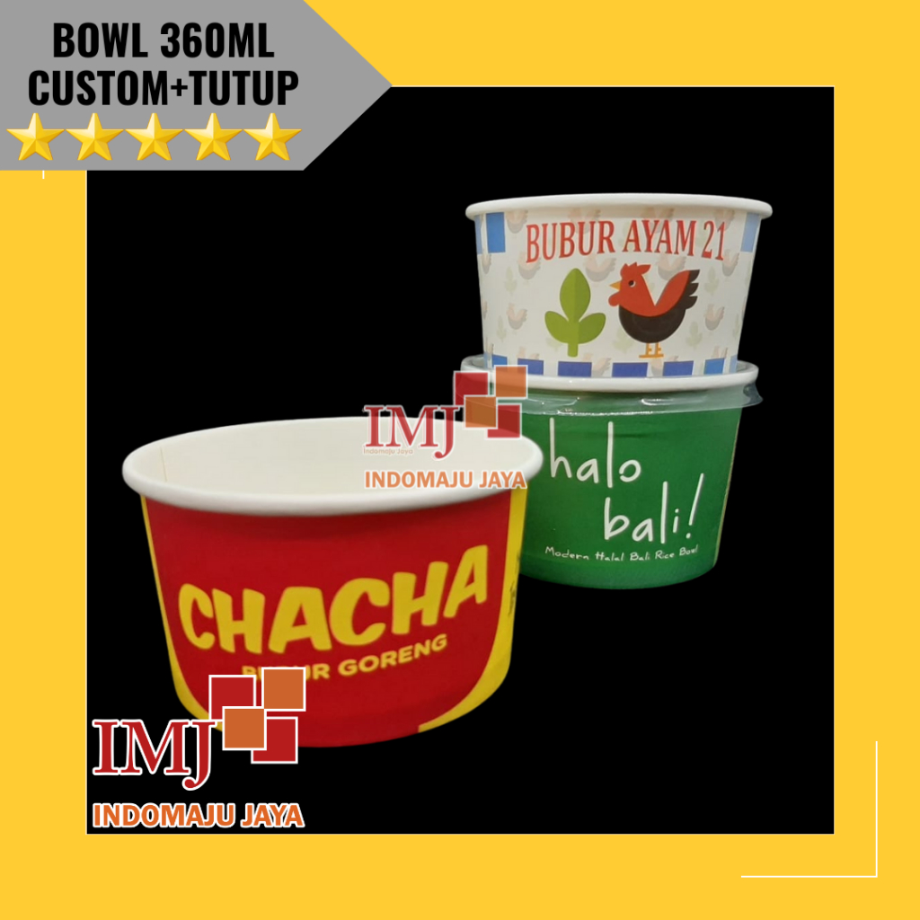 CETAK PAPER BOWL 360ML CUSTOM DESAIN PAPER BOWL 360 ML SABLON PAPER BOWL 360ML CUSTOM DESAIN