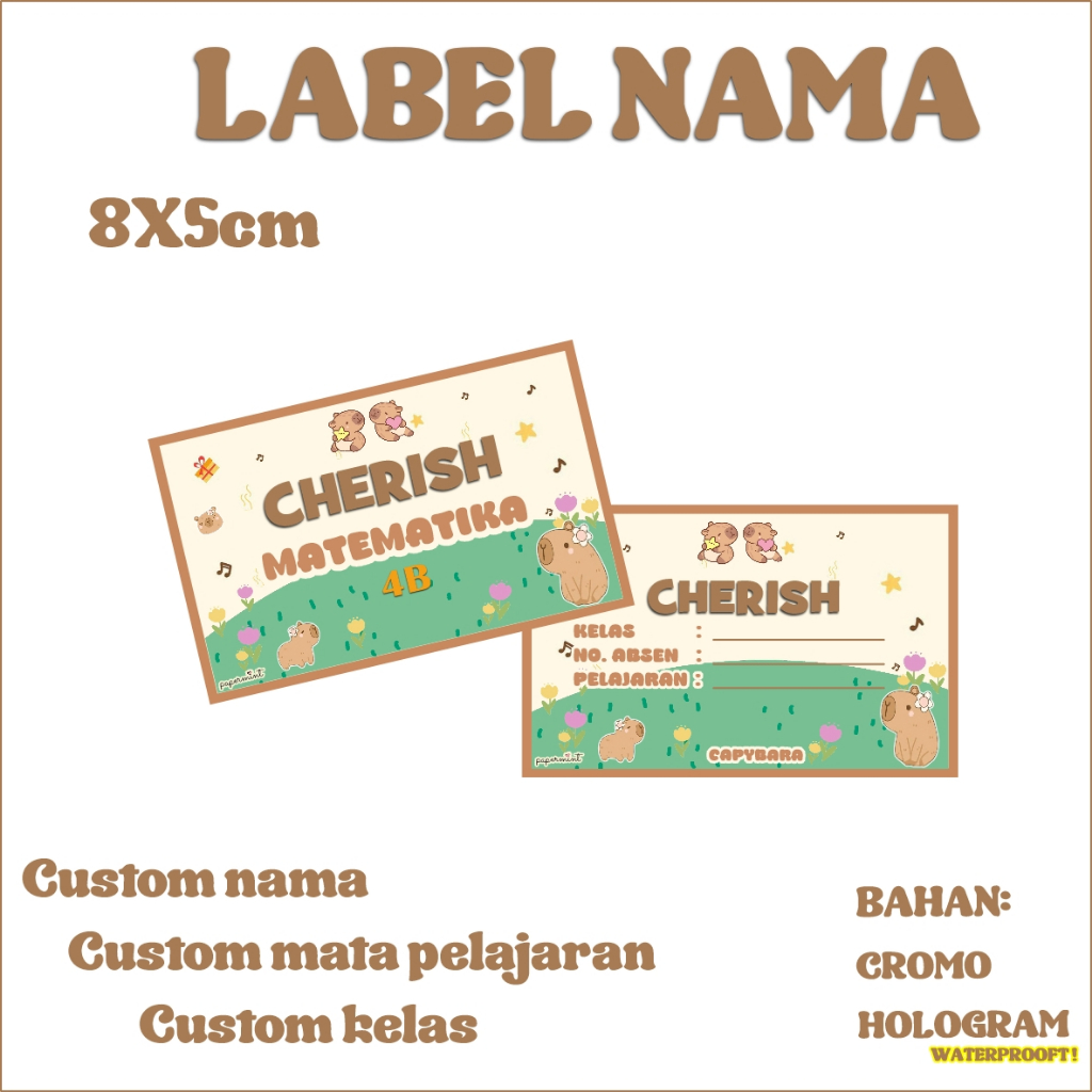 

CUSTOM NAMA LABEL NAMA COROMO / HOLOGRAM CAPYBARA 14PCS