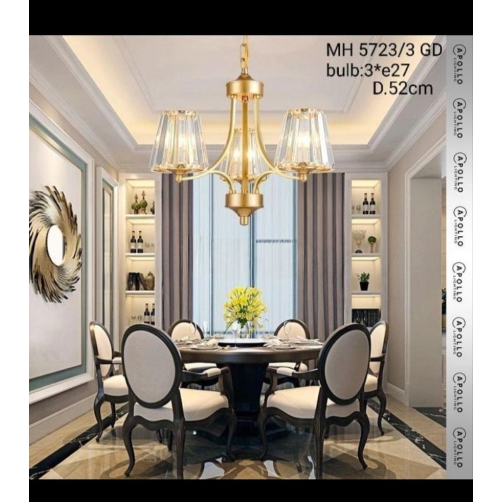 { GRADE A } Lampu Gantung Hias Kanopi Kaca 3 cabang gaya nordic antik classic 5723 model modern mini