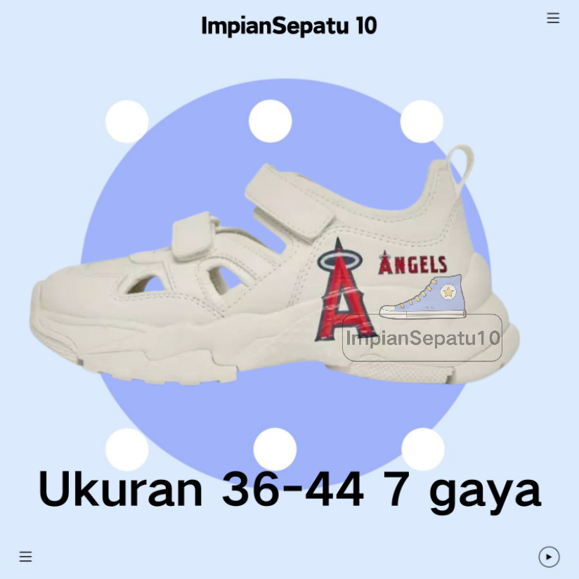 100% Original Sepatu Sandal MLB Big Ball Chunky Mask Slop Red Angels Kulit Stylish Ukuran 36-44 Unis