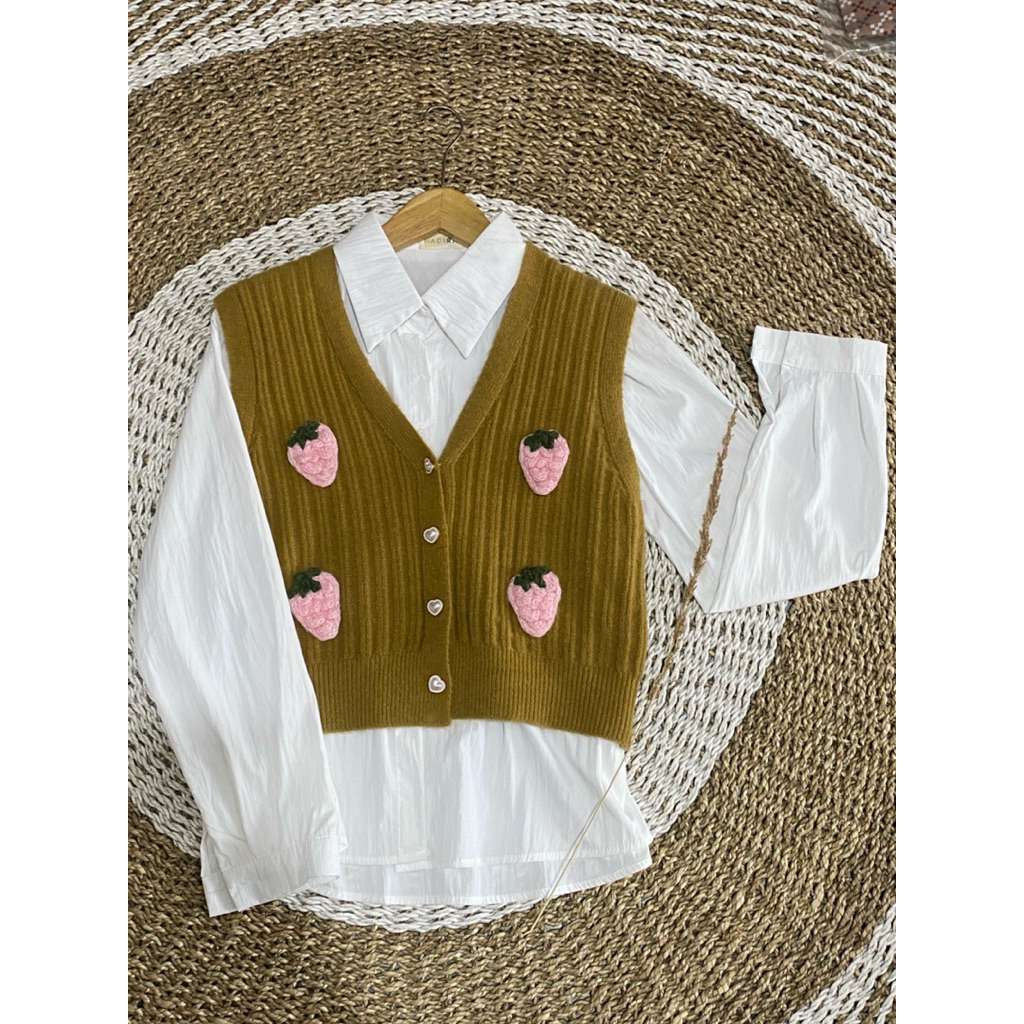 ONE SET OOTD KOREA / Outer Rajut Knit 3D / baju ala Korea