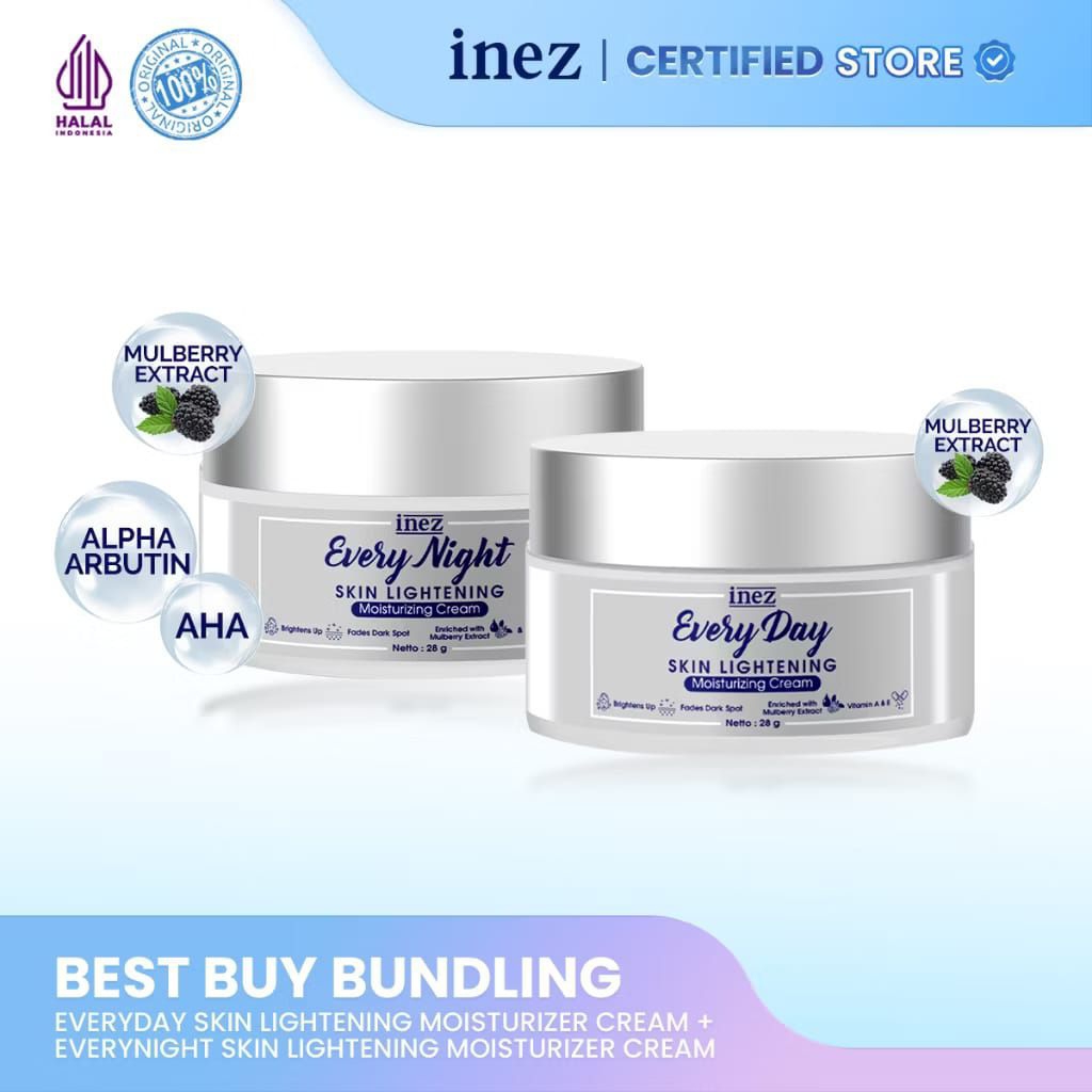 Inez Paket Day & Night Cream Lightening Pencerah Wajah