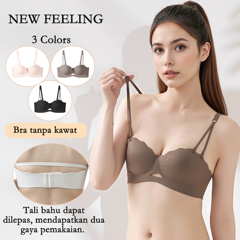 NEW FEELING Bra Payudara Kecil  Bra Minimalis Tanpa KawatBra Push-up Efek Membesar & Menangkat