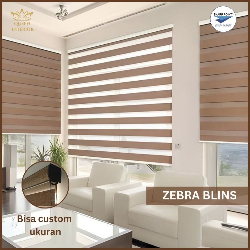 ZEBRA BLINDS (Dimout) - Tirai Gulung - Tirai Jendela -Gorden Gulung - Tirai Gulung Model Zebra