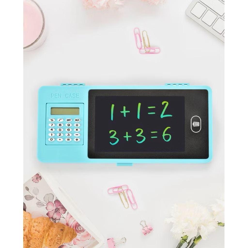 

Kotak Pensil Case KalkulatorLcd Writing Drawing Box Case Ukuran Besar Pencil Drawing Pad Edukasi 2in1