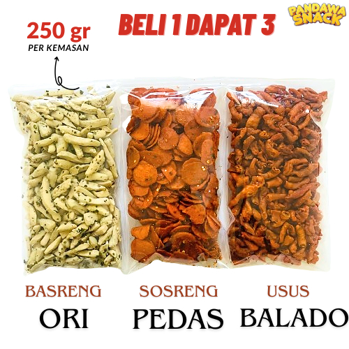 

Basreng Sosreng Usus Beli 1 Dapat 3 Varian Bundling 750gr Per Kemasan 250gr