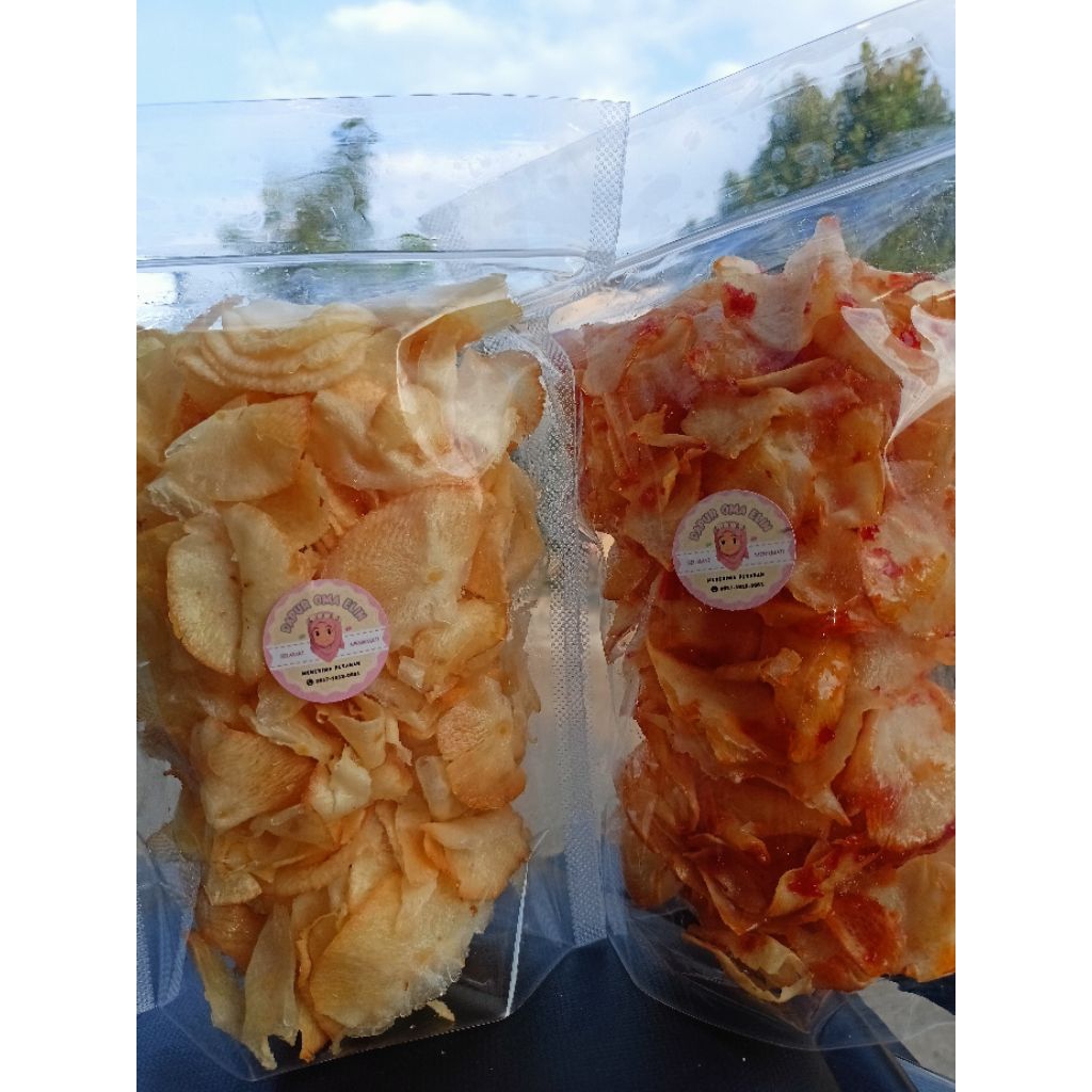 

Kripik biasa balado & ori (asin gurih)
