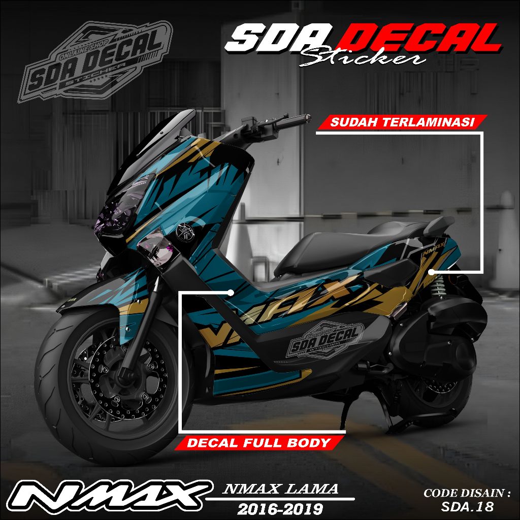 DECAL NMAX LAMA 2016 - 2019 - STIKER FULL BLOK NMAX 2016-2019 - STIKER NMAX FULL BODY SDA.018