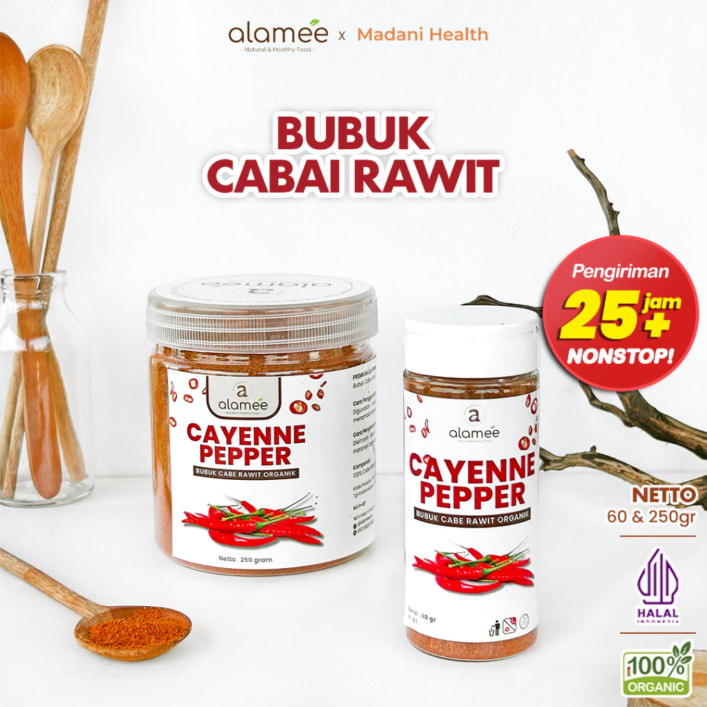 

ALAMEE Bubuk Cabe Rawit Cayenne Pepper Seasoning Powder Tanpa Campuran Bumbu Masakan Dapur 250gr