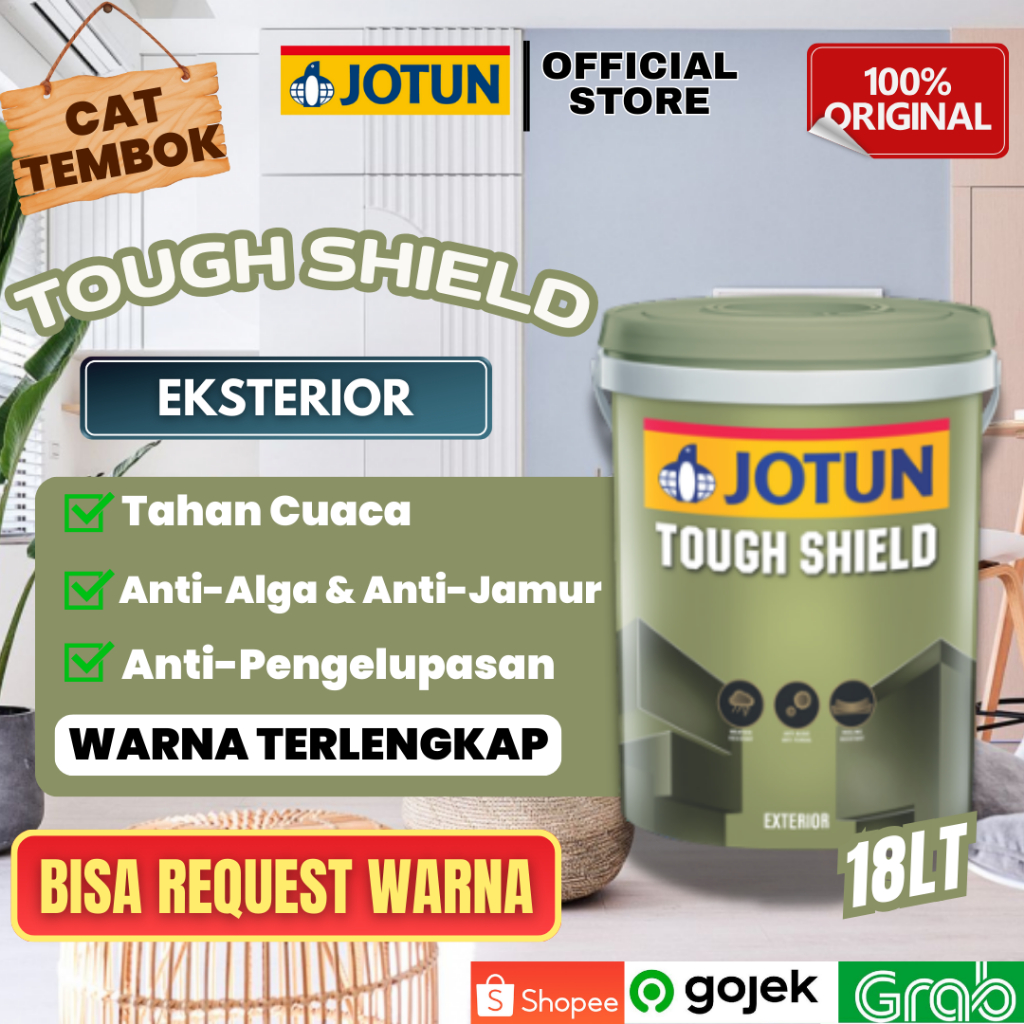 (KHUSUS INSTANT) CAT TEMBOK EKSTERIOR/JOTUN TOUGH SHIELD KEMASAN 18L / JOTUN TOUGH SHIELD