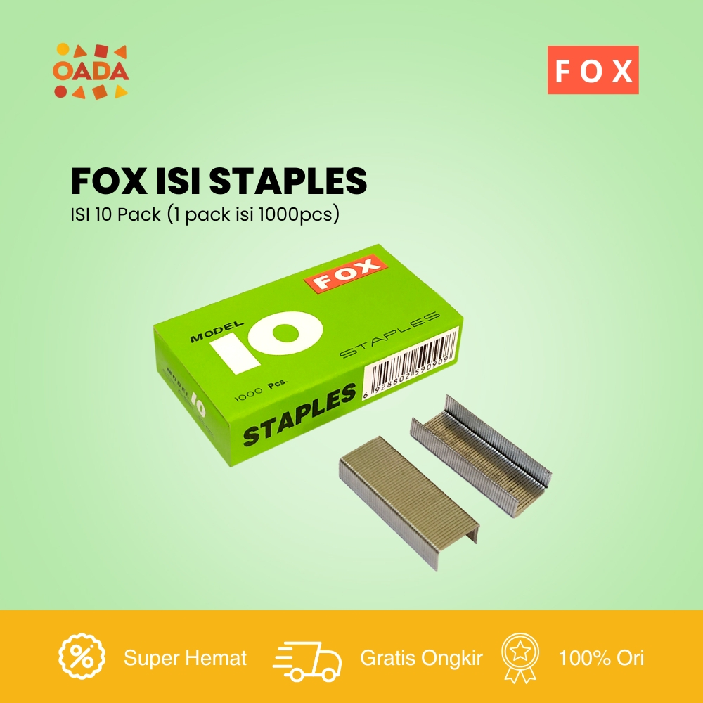 

(Isi 10 Pack) FOX Isi Staples Stapler No. 10 1 Box