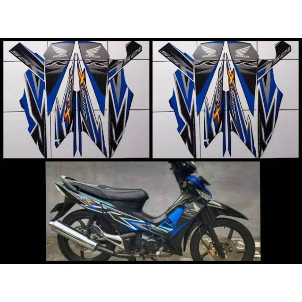 Striping Lis Sticker Standar Ori Supra x 125R 2012 Biru Sticker Lis Decal Standar Original Supra X 1