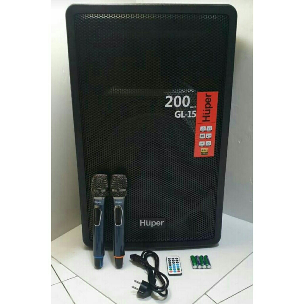 Speaker Aktif Portabel Wereles HUPER GL15 Speaker Bluetooth Karaoke Sistem