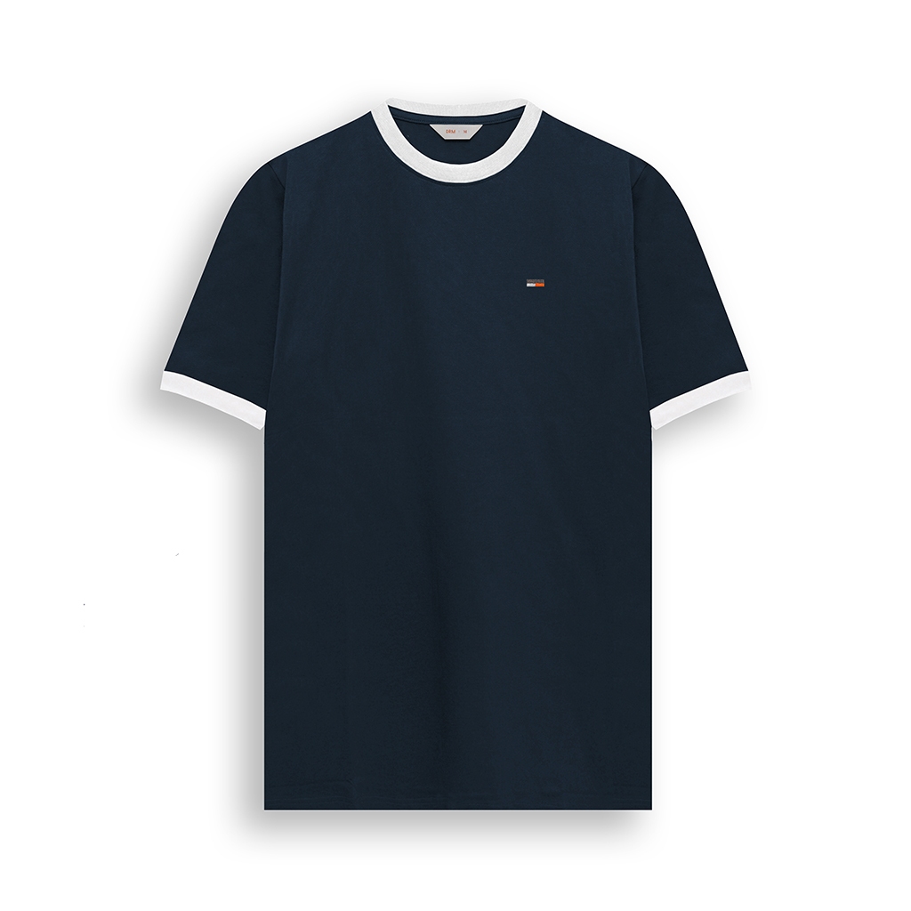 DRM Kaos Pria Premium / Ringer Tee Casual Pria Cotton / Ringer Tee Smart Lengan Pendek / Ringer Navy