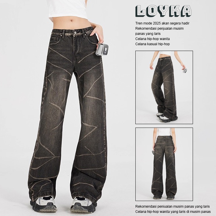 Loyka Hitam Jeans Panjang Wanita Celana Highwaist Celana Kulot / Jeans Celana Jeans terbaru kulot Ko