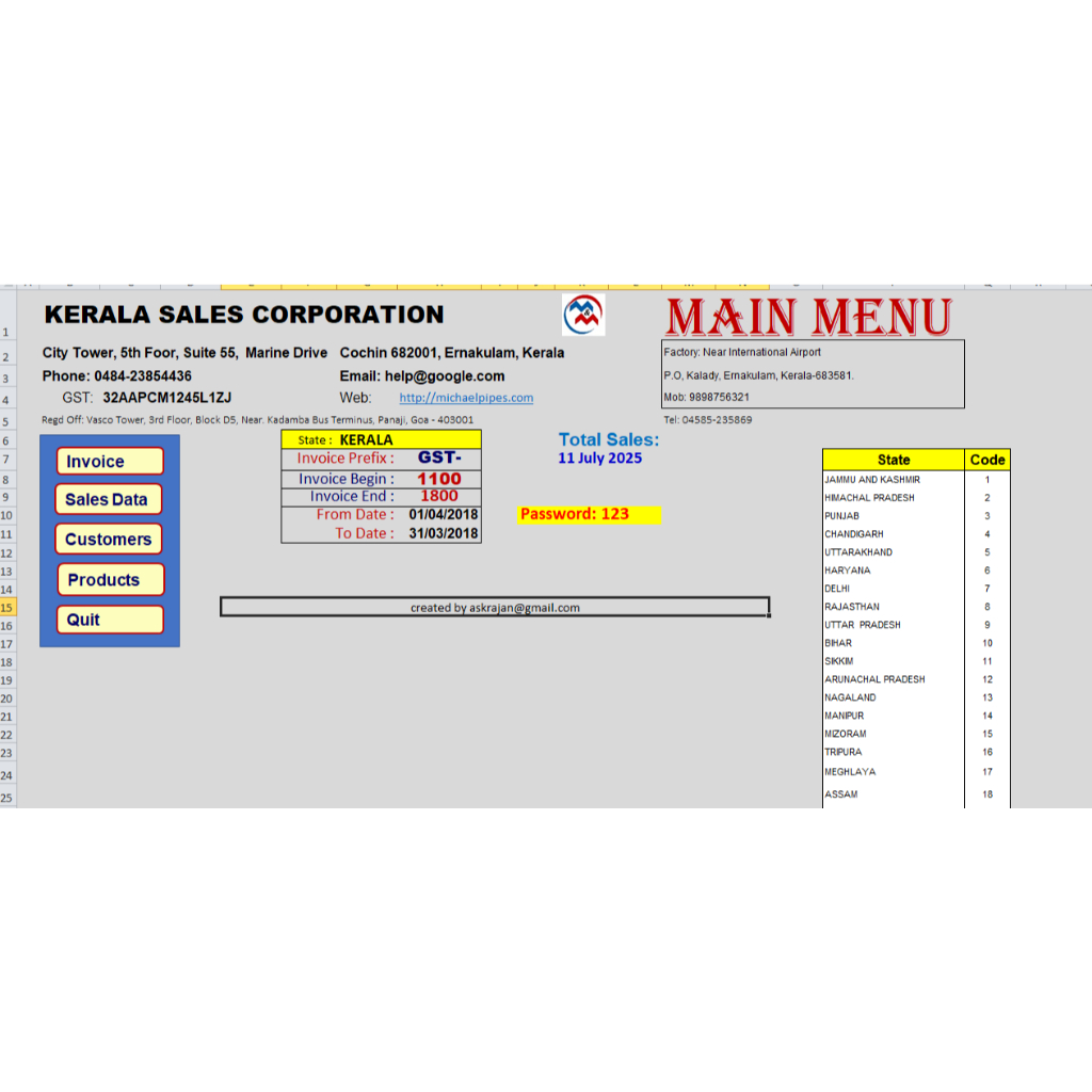 Template invoice excel