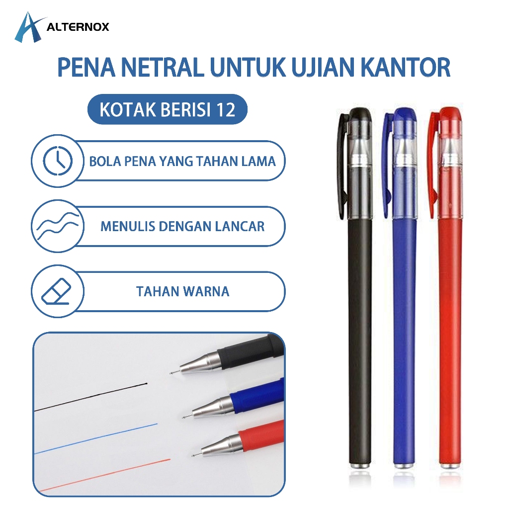 

ALTERNOX 12 Pcs Pulpen Gel 0.5 Mm Bisa Diisi Ulang Balpoint Tinta Gel Alat Pena Hitam Stationery