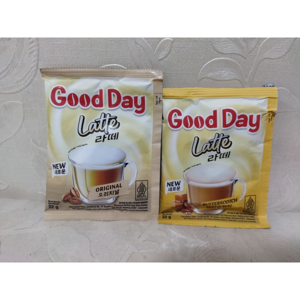 

GOOD DAY LATTE BUTTERSCOTCH SACHET / GOOD DAY LATTE ORIGINAL / GOOD DAY BUTTERSCOTCH / GOOD DAY KOREAN LATTE / GOOD DAY / KOPI GOOD DAY / KOPI KAPAL API / KOPI GADJAH / TOP COFFEE / LUWAK WHITE COFFEE / KOPI SACHET