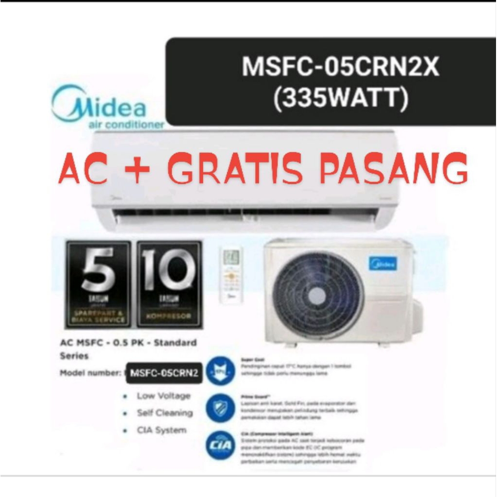 AC MIDEA 1/2 PK MSFC05CRN2 GRATIS PASANG DAN ANTAR KHUSUS KOTA PEKANBARU