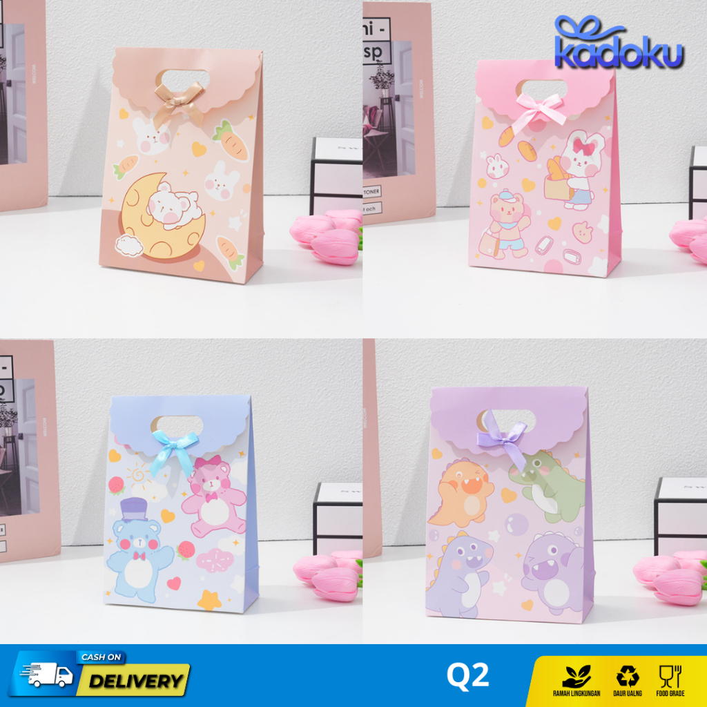 

Paper Bag Tutup Pita / Kertas Kado Instan / Paperbag Motif Random / Tas Kertas Motif Animal Flower