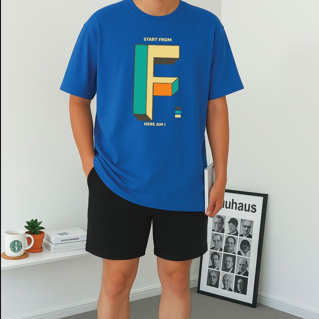 HL -  Kaos HURUF INISIAL F - J Regular Cotton Baju Pria Wanita Lengan Pendek Atasan Tshirt Distro