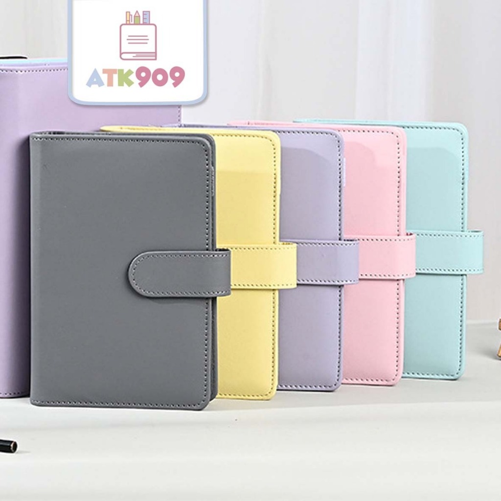 

ATK909 Binder A6 Planner Nabung 6 Ring Bahan PU Buku Catatan Keuangan Binder Polos Dompet Keuangan Budgeting Planner