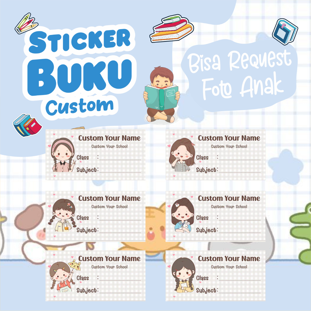 

Sticker Label Buku Sekolah Stiker Mata Pelajaran Custom Nama Isi 55 pcs