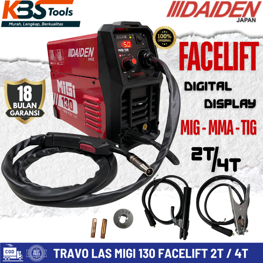 DAIDEN Travo Las MIGi 130 FACELIFT - MIG 130A Tanpa Gas - Trafo Las 2 T / 4 T MIG MMA TIG