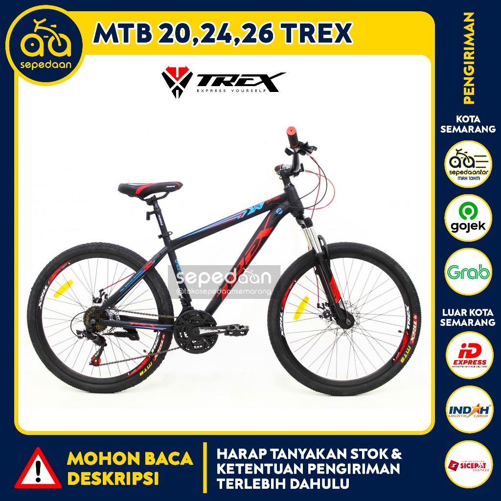 Sepeda Gunung Anak Dewasa MTB 24 26 TREX - rem cakram cowok cewek laki-laki perempuan