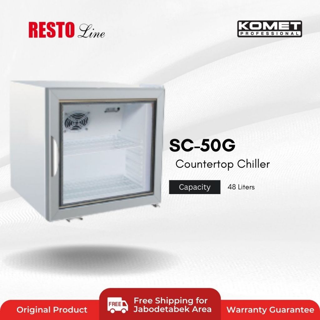 Mini Beverage Cooler Komet Countertop Chiller SC-50G Upright Pendingin kapasitas 48 liter