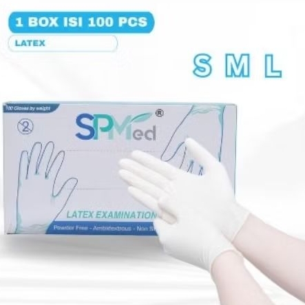 sarung tangan latex SPMed handscoon isi 100pcs/bok