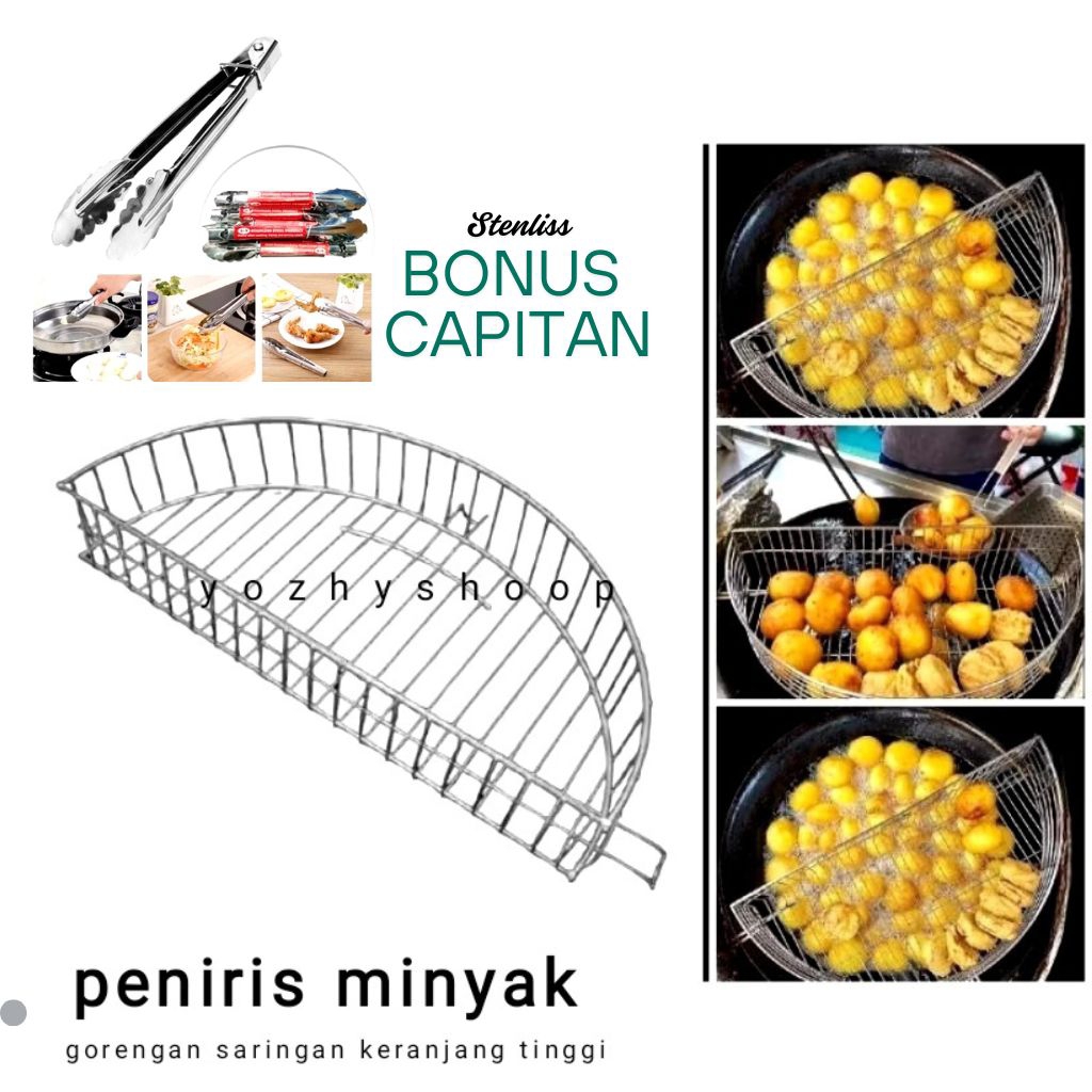 tirisan gorengan peniris minyak goreng untuk di wajan/kuali alat peniris minyak gorengan bonus capit