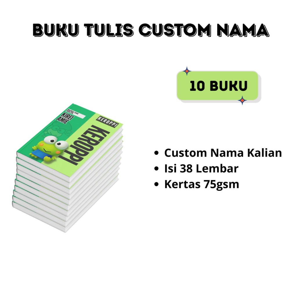

Buku Tulis Custom Nama Keroppi 38 Lembar 10 Buku by Kirei Project
