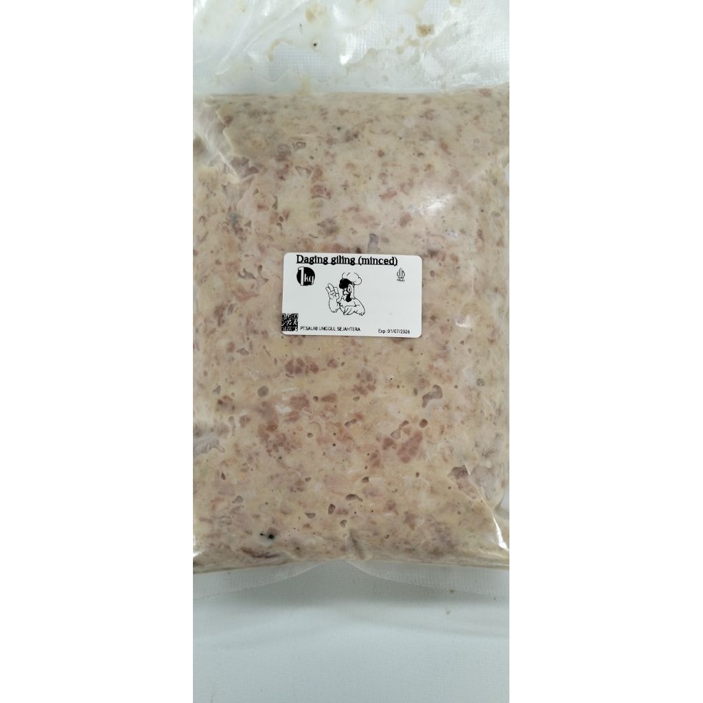 

AYAM GILING DAGING (MINCED) BAHAN BAKU DIMSUM,BAKSO DLL KEMASAN 1 KG