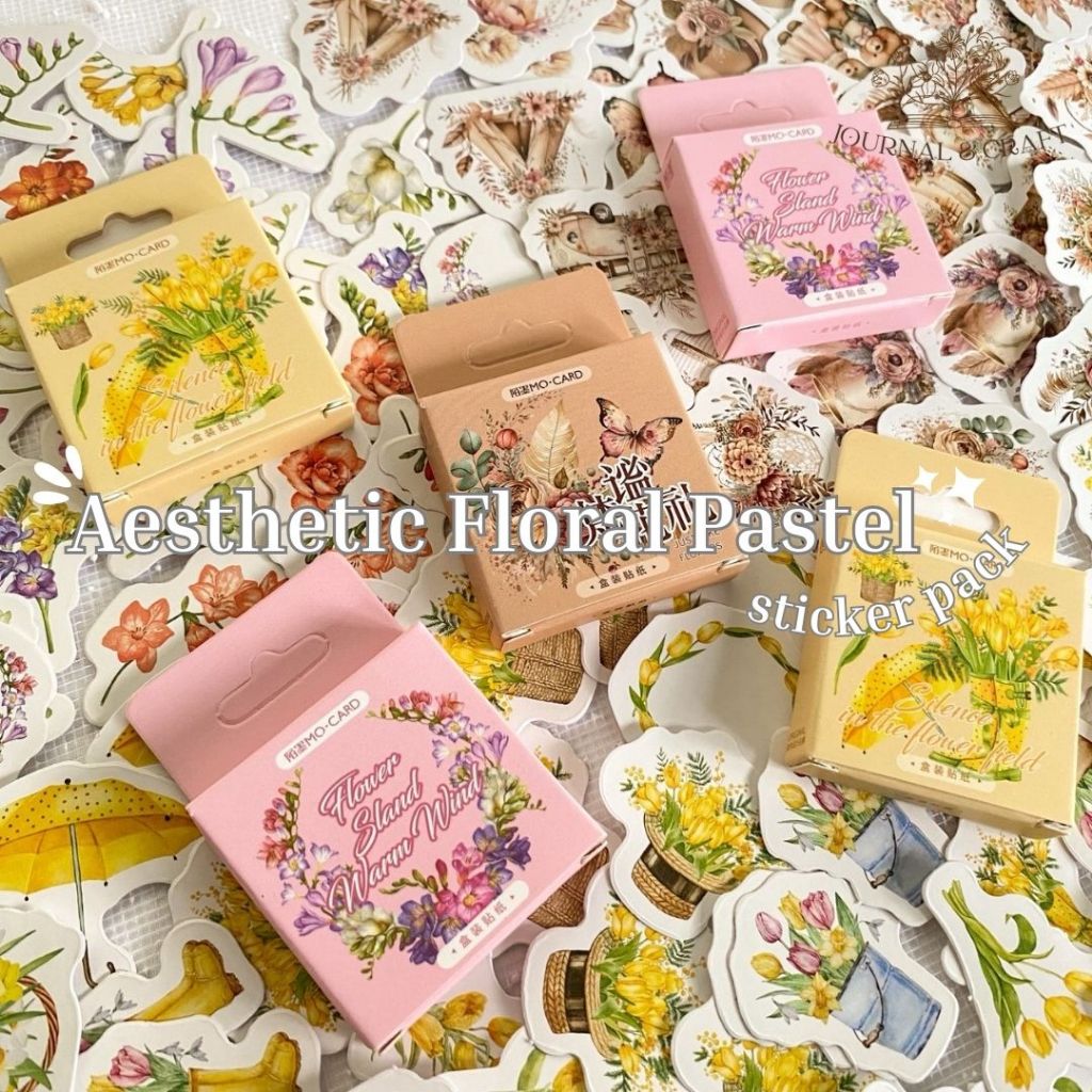 

46 Pcs floral sticker pack FLOWER Deco Sticker Planner DIY Scrapbook Stiker Bunga Dekor Kotak