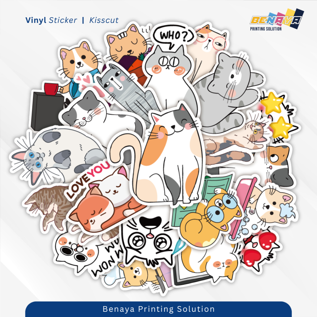 

Sticker Pack Cute Cat 50 pcs | Lucu | Vinyl Kiss Cut | Ukuran A5 | Tahan Air | Koleksi jurnal laptop Hp