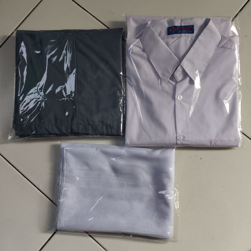 Seragam sekolah SMA putih abu-abu free jilbab