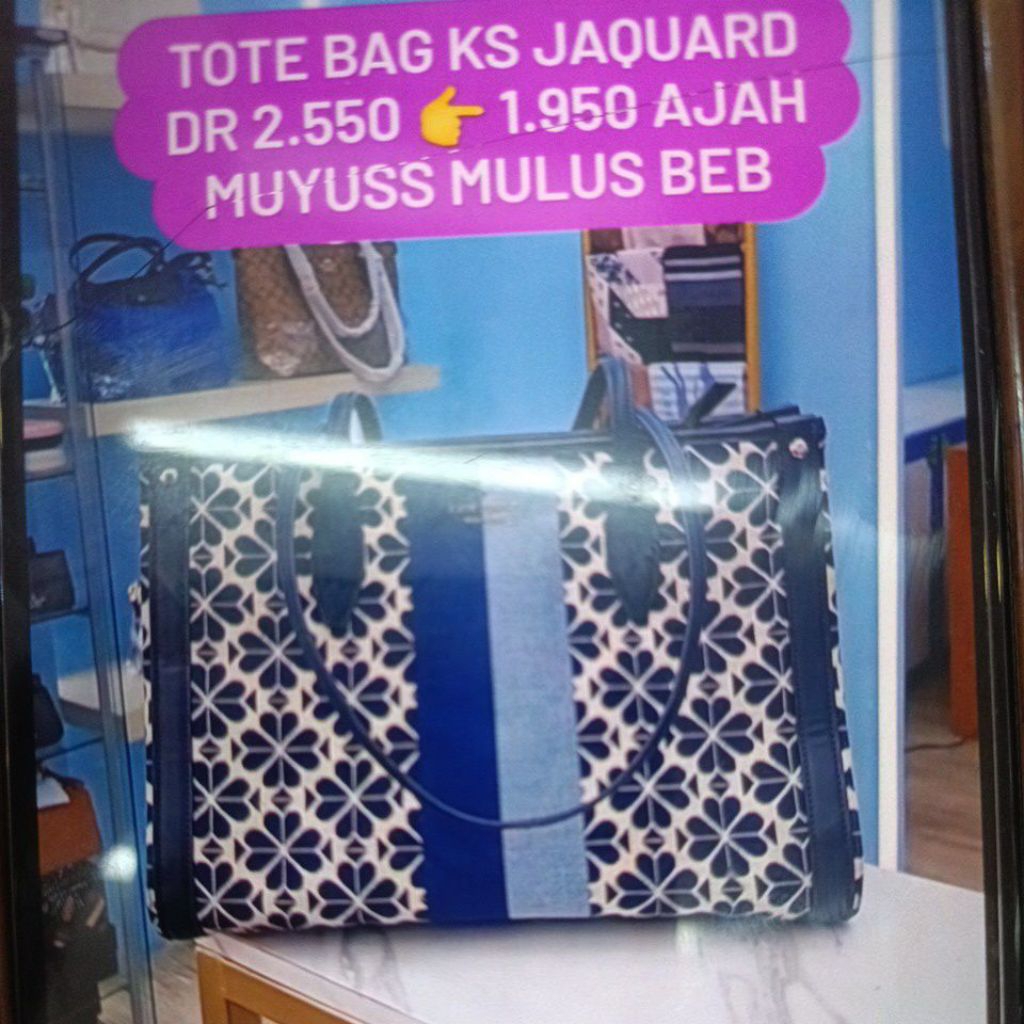 tas ks jacquard flower navy