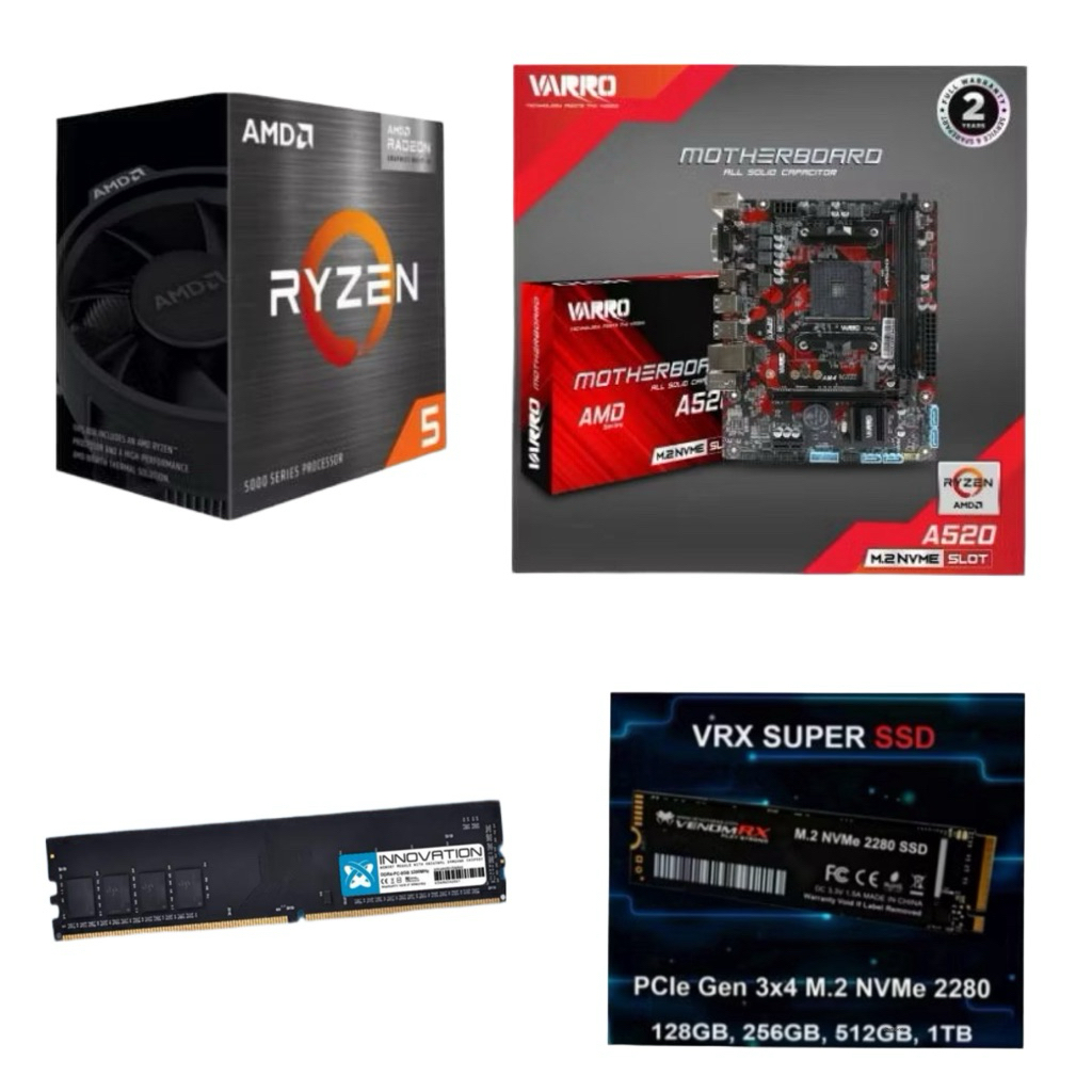 Paket Processor Gaming AMD Ryzen 5 5600 / 5600GT RAM DDR4 16GB NVME A520