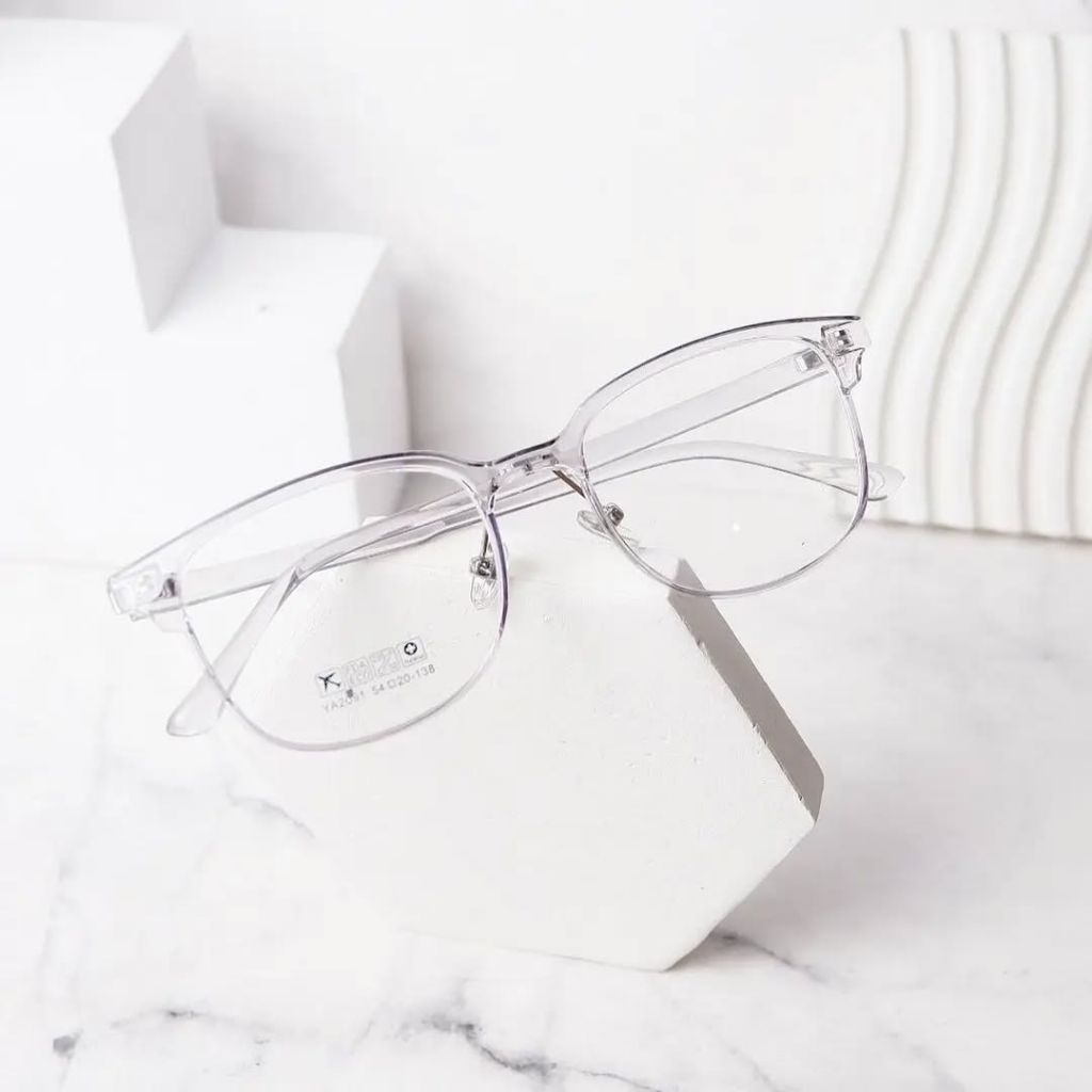 Frame Kacamata LONDON TR90 Flexible Lentur Bentuk Kotak Persegi Oval Lensa Photochromic Bluecromic A